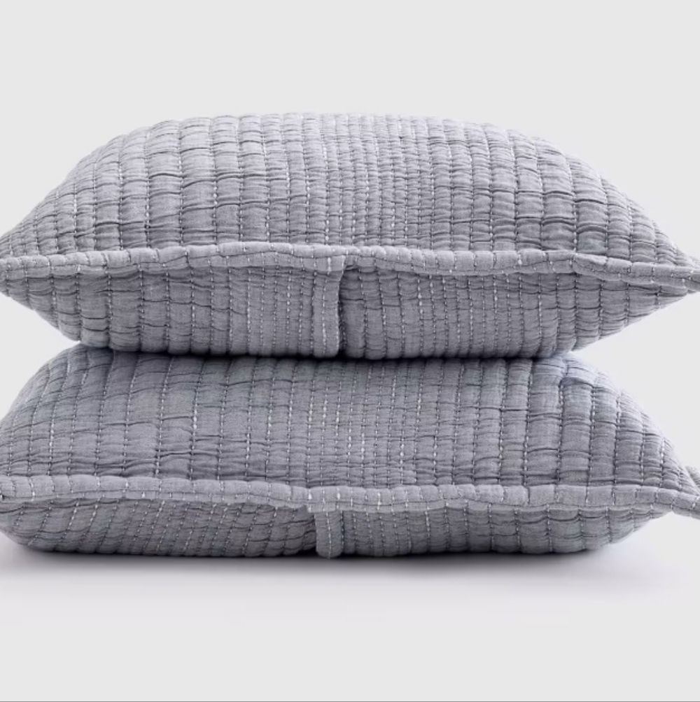 Quince Quilted Pillow Shams in Gray